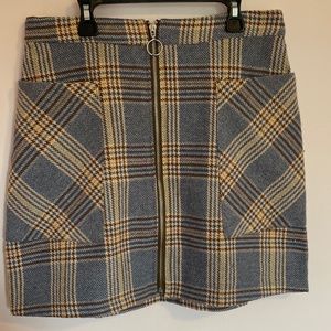 fashion on earth plaid mini skirt with ring zipper